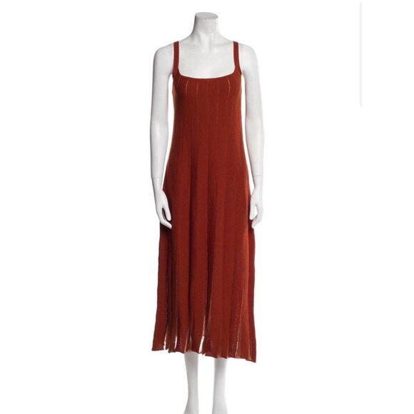 caroline constas New Solid Russet Orange Brown Knit Tank Midi Dress Medium - Picture 1 of 11